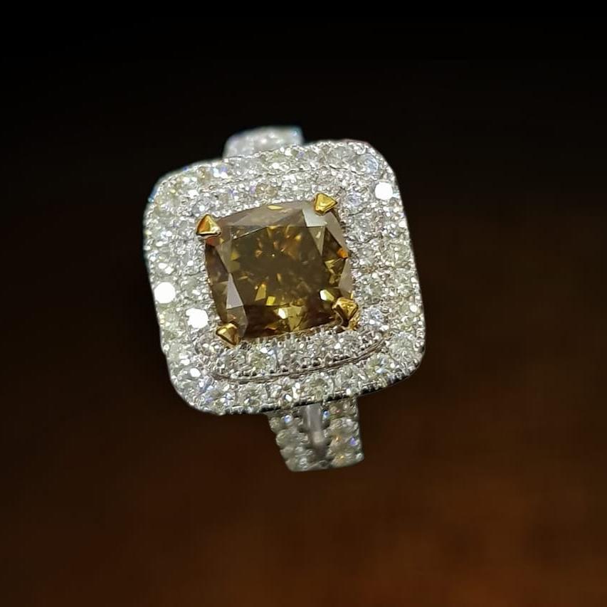 Fancy Brown Natural Diamond Ring 14K Rose Gold Leaf Ring Brown Diamond  Engagement Ring - Etsy