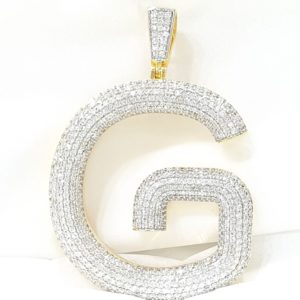 YELLOW GOLD CUSTOM DIAMOND INITIAL G LETTER