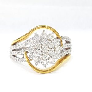 Diamonds Cluster Ring In Two-Tone