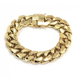 Cuban Link Yellow Gold Solid Bracelet