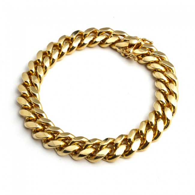 Men's Cuban Link Bracelet With Diamond Lock - Solid Gold – Touch of Gold  Jewelers Philly