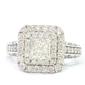 PRINCESS CUT DIAMOND HALO SETTING ENGAGEMENT RING