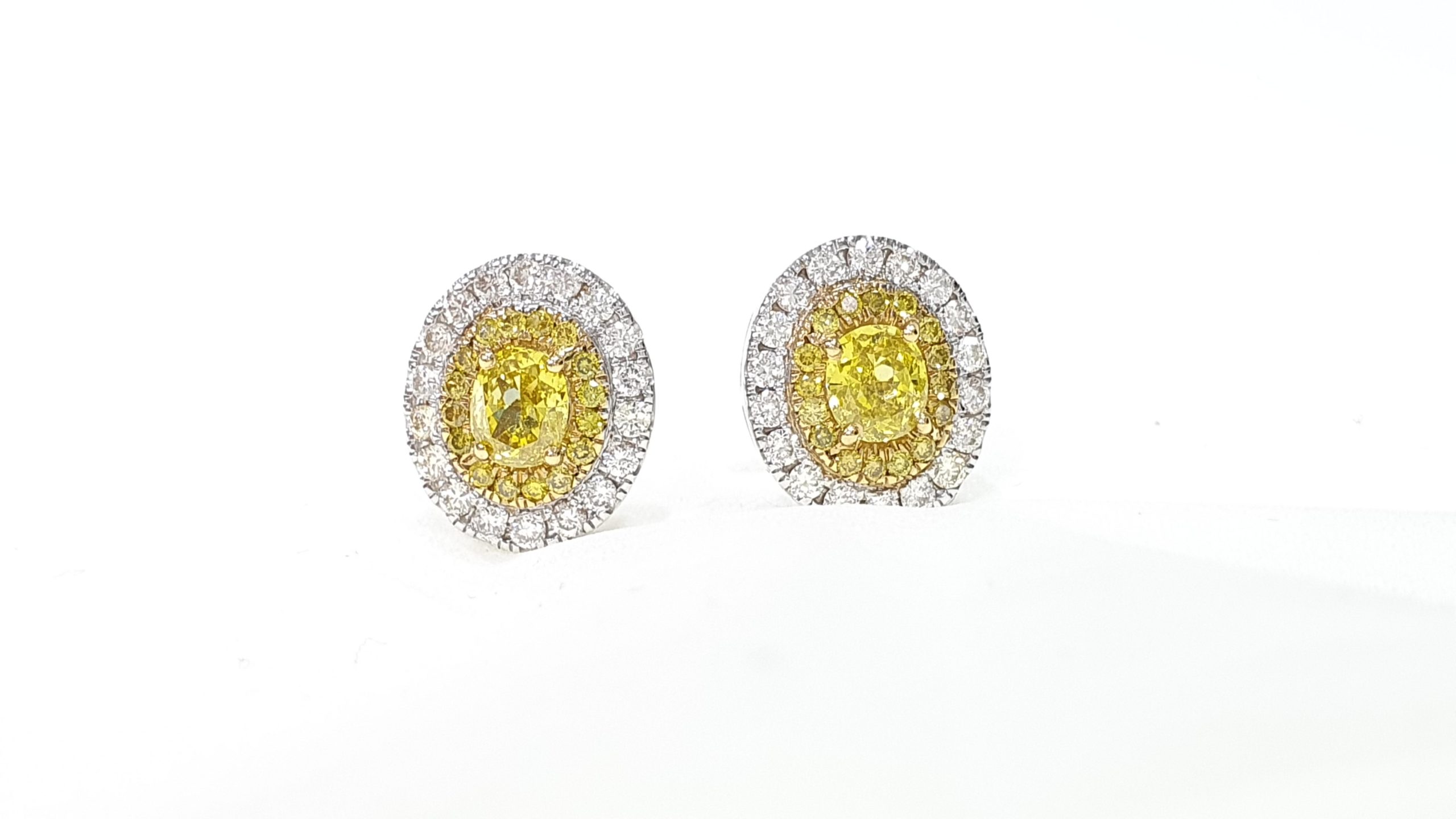 0.94 Ct Oval Cut Natural Emerald & Diamond Halo Stud Earrings in 14K Yellow  Gold | eBay
