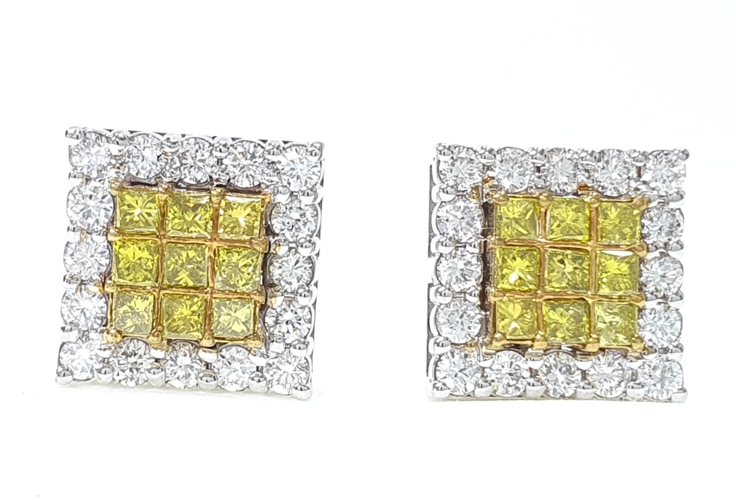 14k White Gold Genuine 14 Cttw Princess Cut Diamond Cluster Stud Earrings   Exeter Jewelers