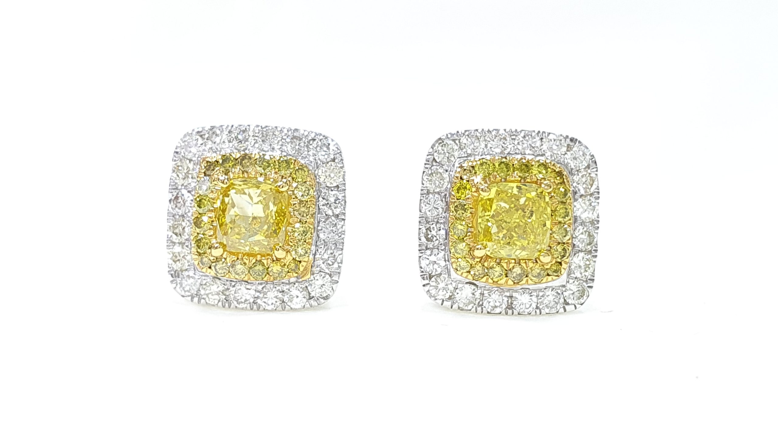 Cushion shaped halo diamond stud earrings | SH Jewellery