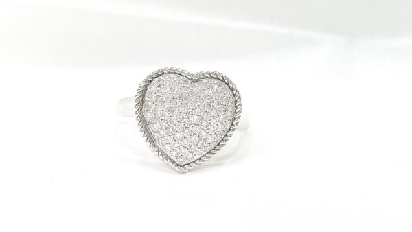 Modern Heart Shape Diamonds Ring Pave Set