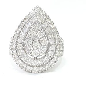 Pear Shape Cluster Natural Diamond Ring