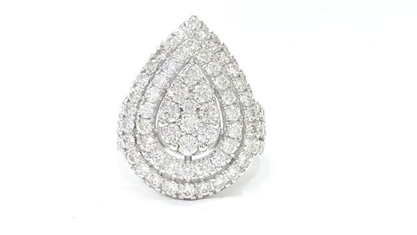 Pear Shape Cluster Natural Diamond Ring