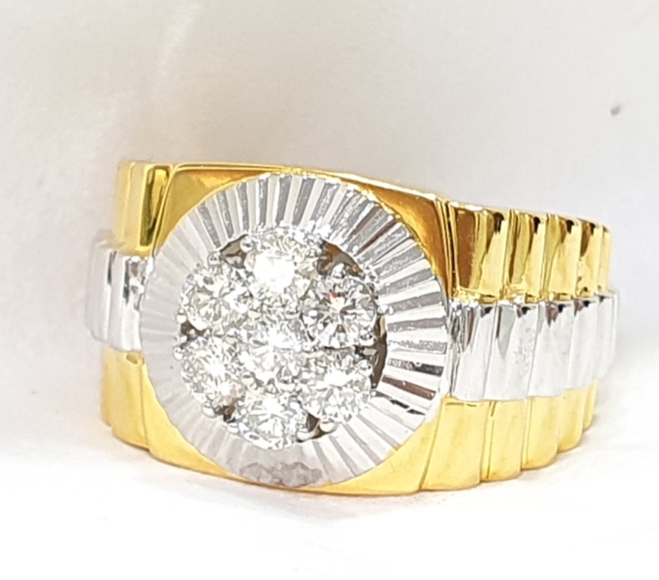 Men's Two Tone Rolex Style Diamond Ring In 18k Gold. – Emiratesdiamonds