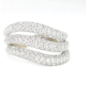 3 Row Diamonds Micro Pave Setting Wedding Band Ring