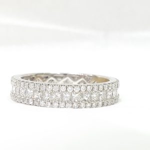 Princess & Round Brilliant Cut Diamond Eternity Wedding Band