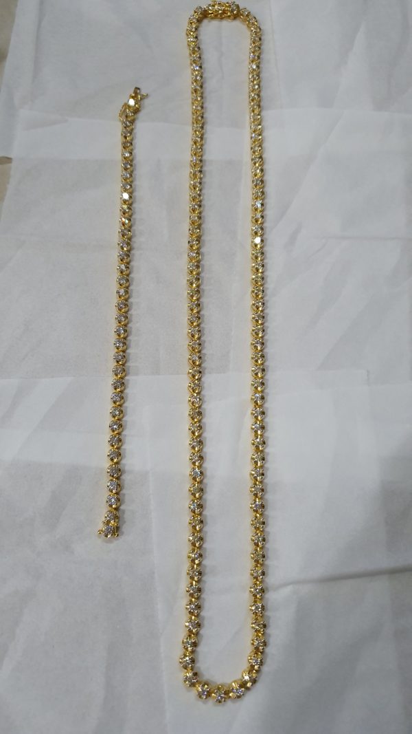 Tennis Necklace & Bracelet set 18 kt Yellow Gold