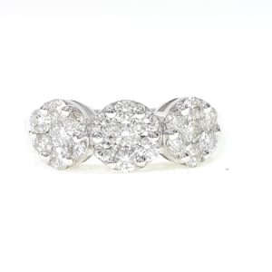 Round Cut Diamond Triple Flower Cluster Ring