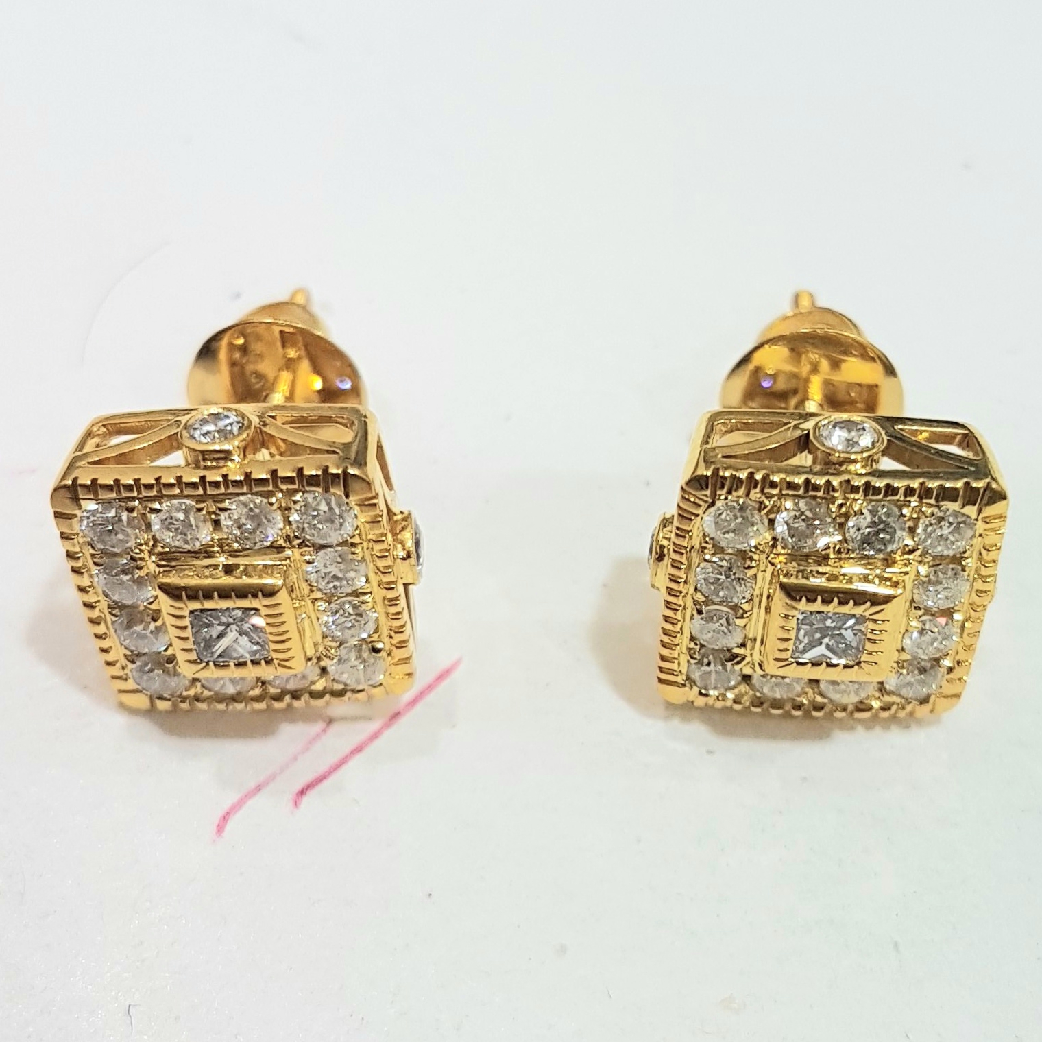 1/3 Ctw Princess Cut Diamond Stud Earrings in 14K Yellow Gol | Ross Elliott  Jewelers | Terre Haute, IN
