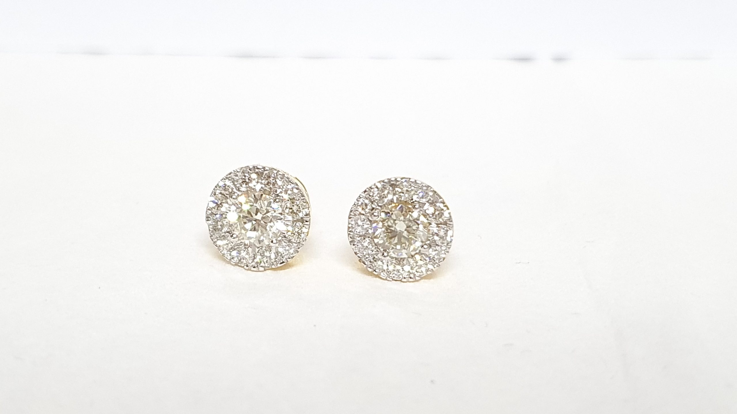 2 ctw Round Lab Grown Diamond Hexagon Shaped Halo Stud Earrings -  Grownbrilliance