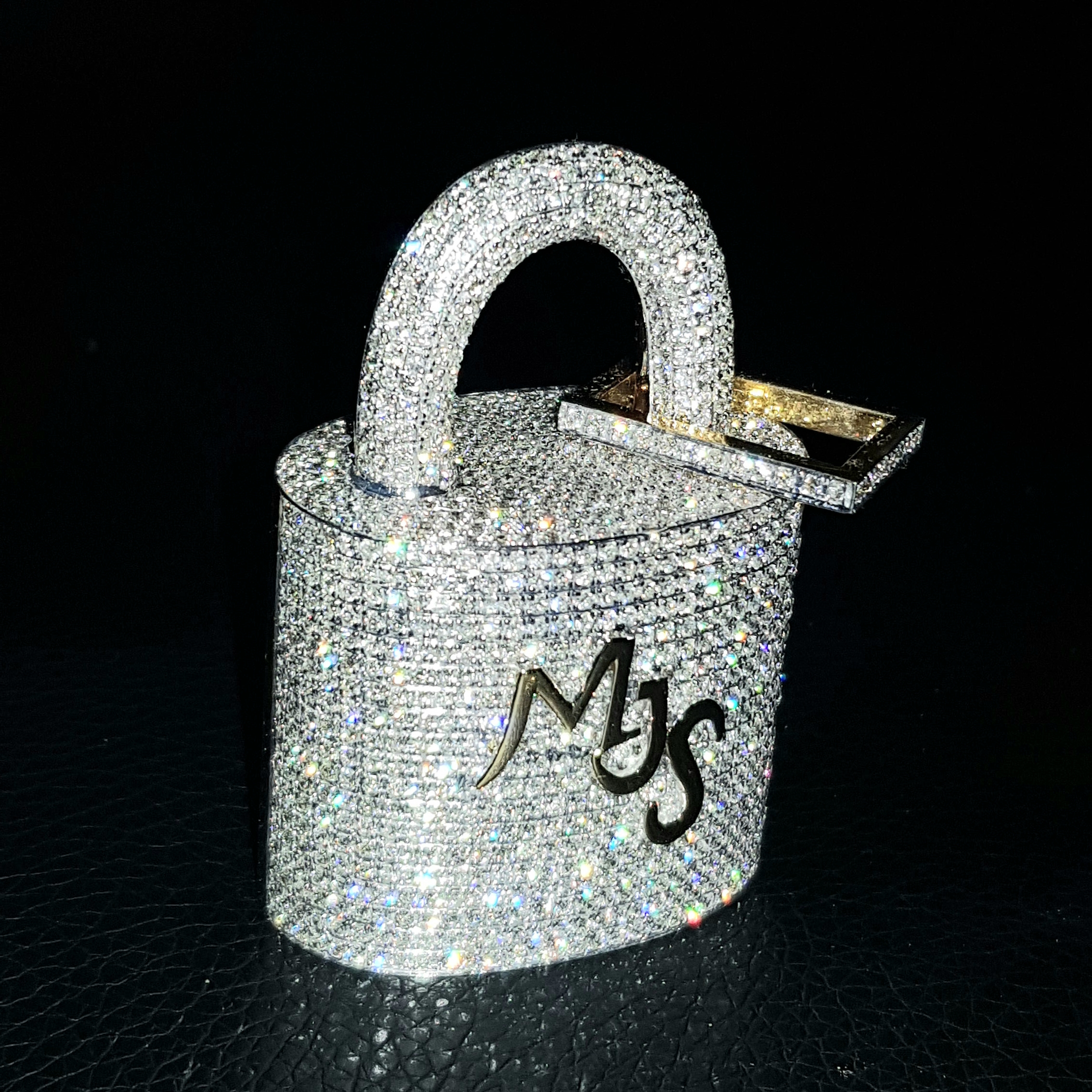 18K Gold “Louis Vuitton” Padlock Diamond Pendant