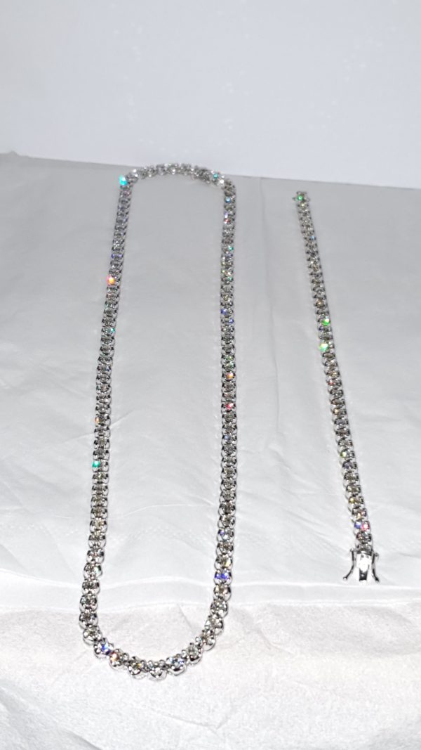 Diamond Tennis Chain & Bracelet 18 Kt White