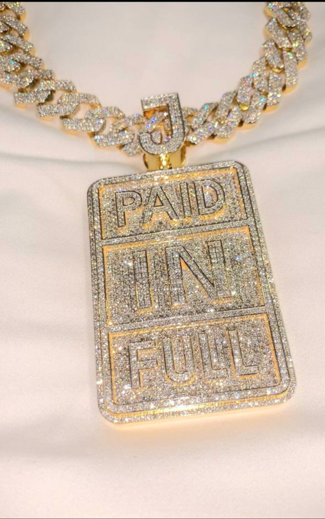Custom Diamond Pendant – Paid In Full 18KT Yellow Gold – Parasmani