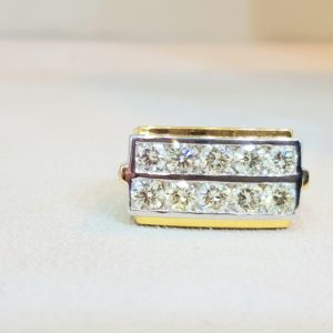 White Gold & Yellow Gold Diamonds Pinky Ring