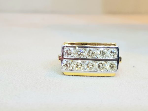 White Gold & Yellow Gold Diamonds Pinky Ring