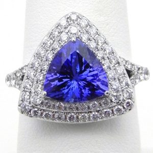 AAA Tanzanite Trillion-Cut Ring with Diamond