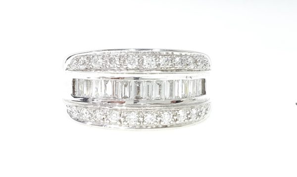 Round And Baguette Diamond Half Band Ring