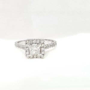 Princess Cut Halo Diamond Engagement Ring