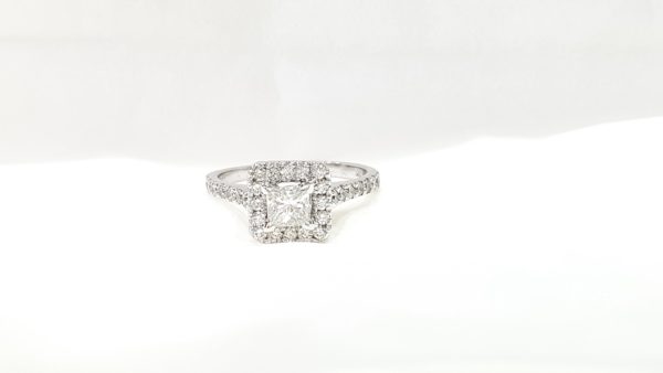 Princess Cut Halo Diamond Engagement Ring