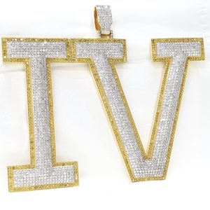 Initial Letter IV Diamond Pendant