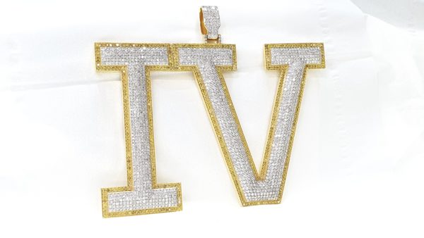 Initial Letter IV Diamond Pendant