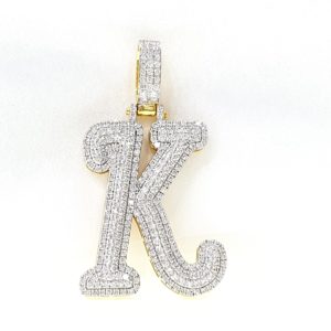 Gold K Initial Custom Letter Diamond Pendant