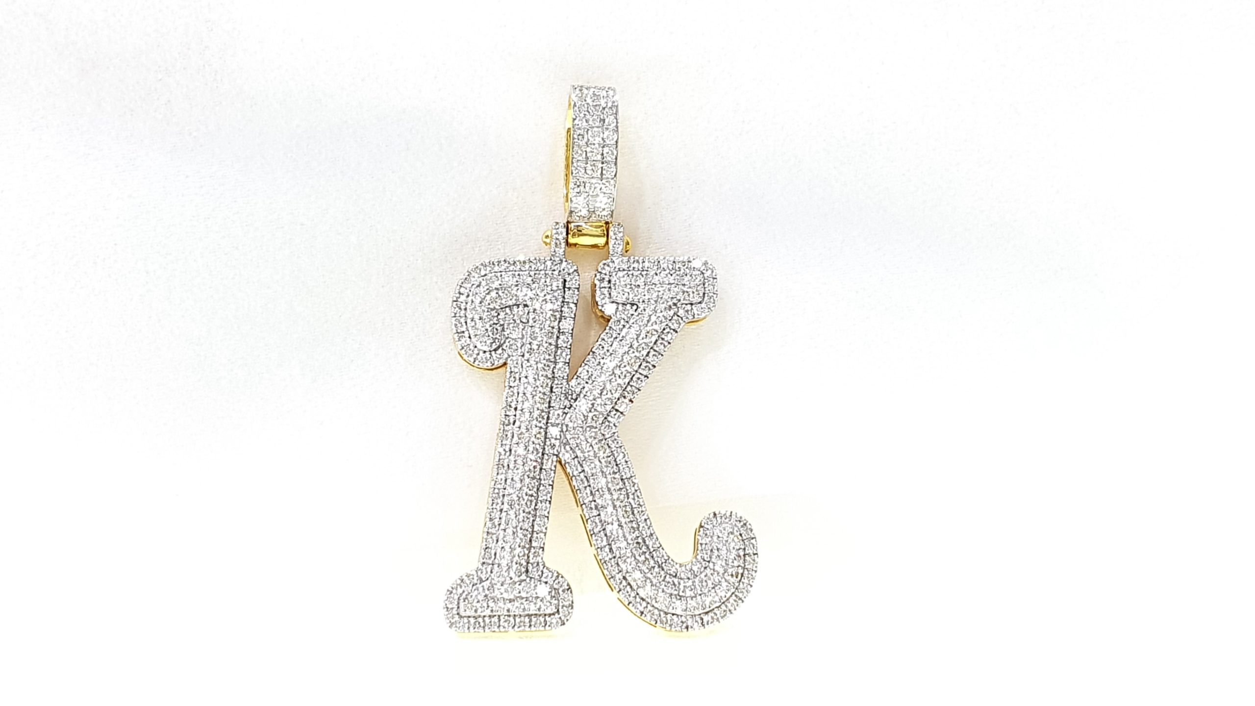 Initial Letter K  Pendant Only 18K Yellow Gold Plated Clear Simulated Diamond UK