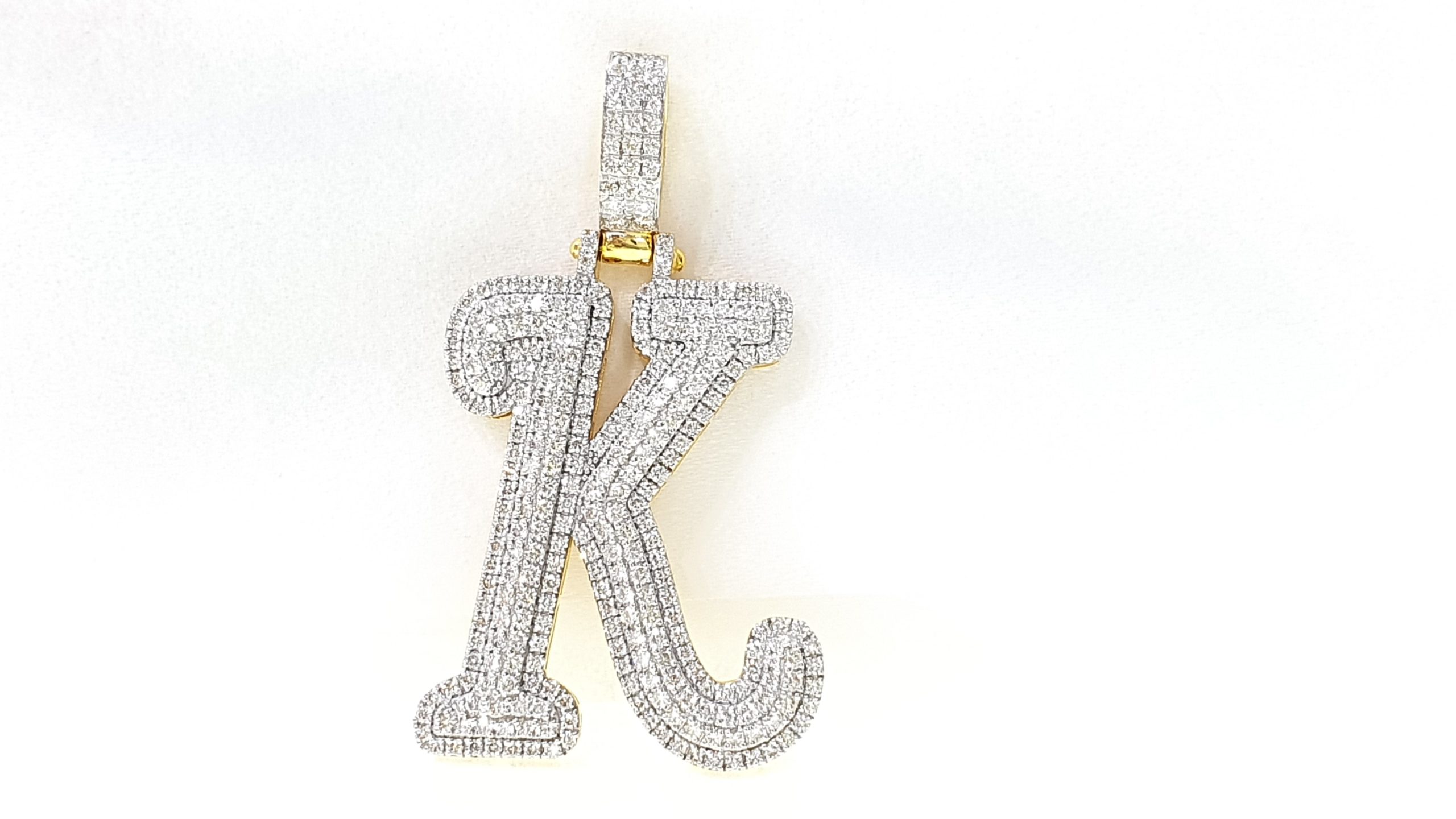 Yellow Gold Diamond Letter Initial K Pendant 18 Kt Gold – Parasmani ...