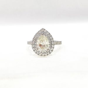 Pear-Shaped Double Halo Diamond Engagement Ring