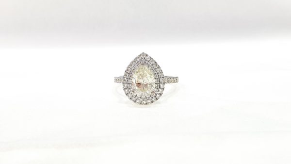 Pear-Shaped Double Halo Diamond Engagement Ring