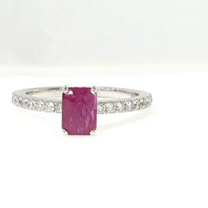 Natural Ruby Stone & Diamond Ring