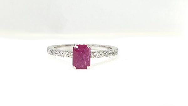 Natural Ruby Stone & Diamond Ring