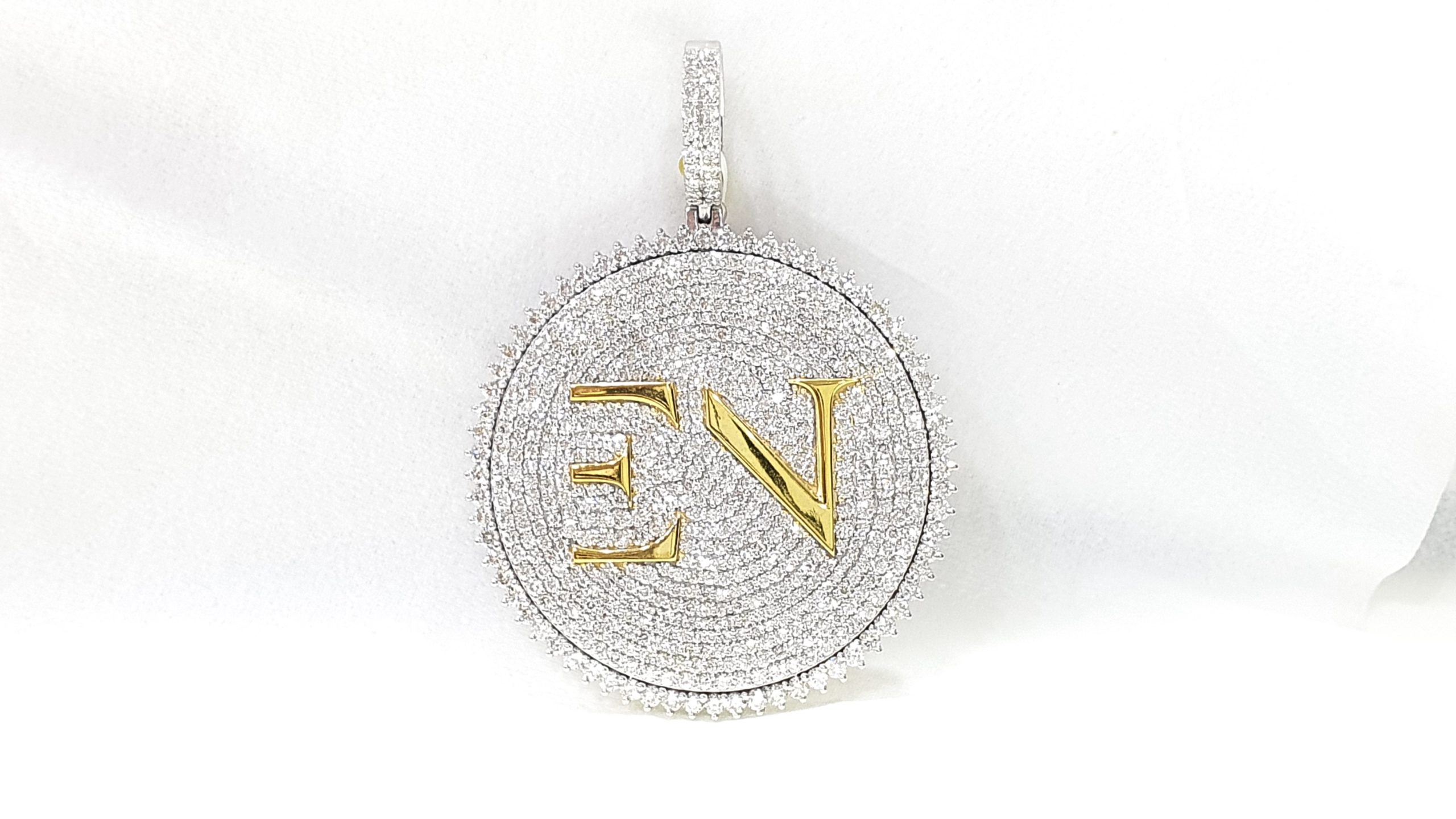 E.W Adams 9ct White Gold Diamond Initial Pendant, M at John Lewis & Partners